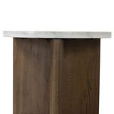 Toli End Table, White Marble/Rustic Fawn-Furniture - Accent Tables-High Fashion Home