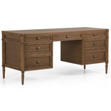 Toulouse Executive Desk, Toasted Oak-Furniture - Office-High Fashion Home