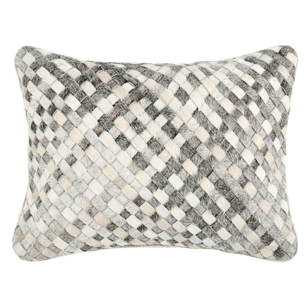 Bradley Hide Lumbar Pillow, Grays/Whites-Accessories-High Fashion Home