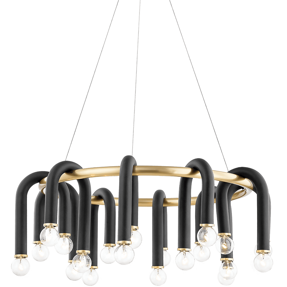 Whit 20 Light Chandelier, Aged Brass/Black-Lighting-High Fashion Home