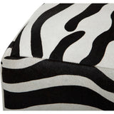 Cowhide Pouf, Zebra Print-Furniture - Chairs-High Fashion Home