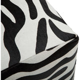 Cowhide Pouf, Zebra Print-Furniture - Chairs-High Fashion Home