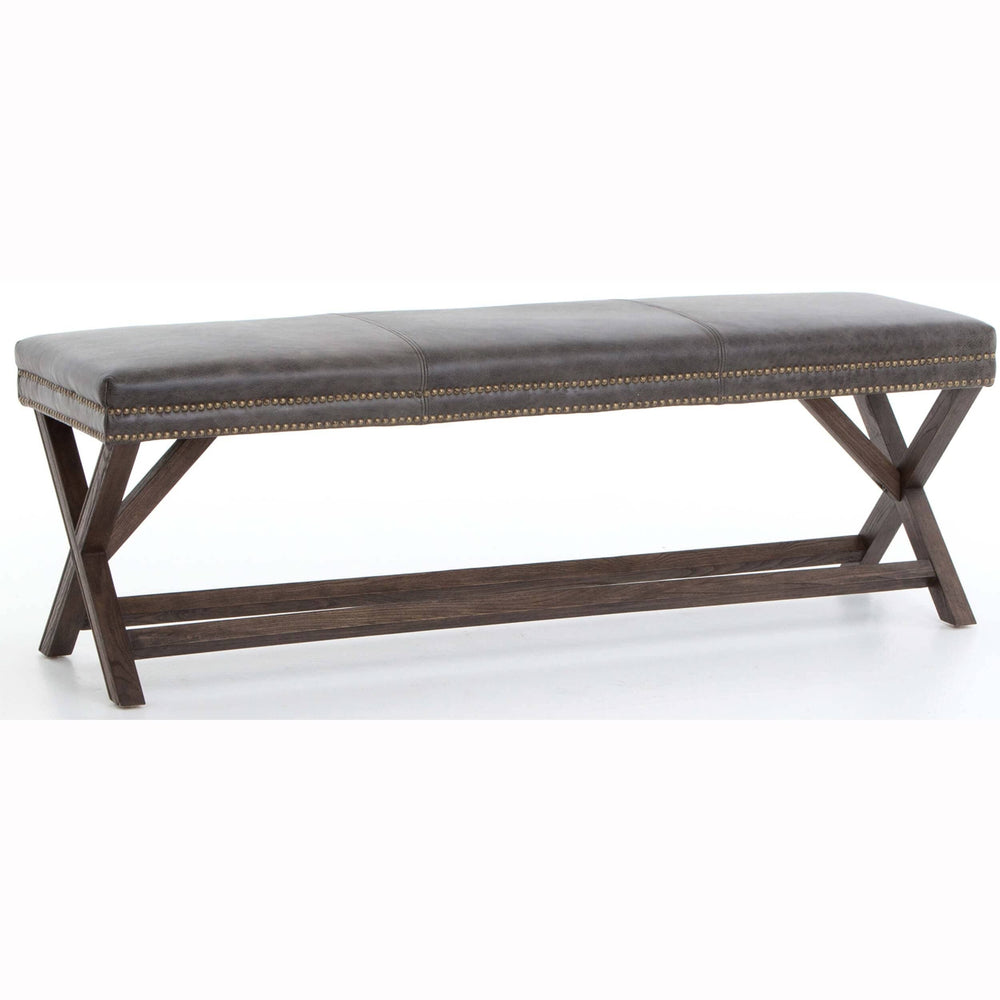 Elyse Leather Bench, Durango Smoke - Furniture - Chairs - High Fashion Home