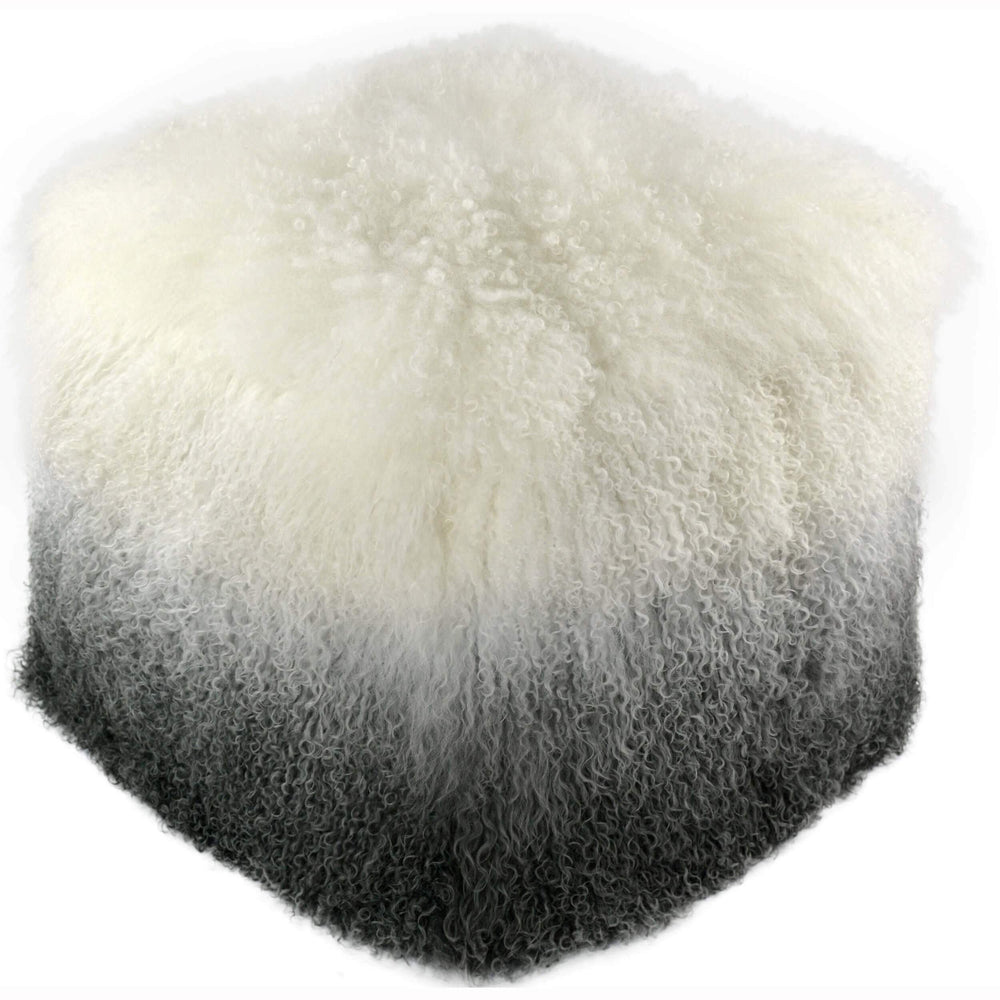 Tibetan Sheep Pouf, White to Grey - Furniture - Chairs - High Fashion Home