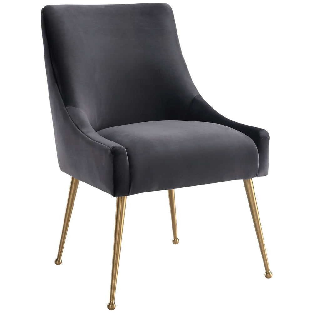 Beatrix Side Chair, Dark Grey/Brushed Gold Base - Furniture - Dining - High Fashion Home