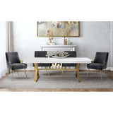 Beatrix Side Chair, Dark Grey/Brushed Gold Base - Furniture - Dining - High Fashion Home