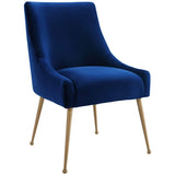 Beatrix Side Chair, Navy/Brushed Gold Base - - High Fashion Home