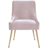 Beatrix Side Chair, Blush/Brushed Gold Base - Furniture - Dining - High Fashion Home