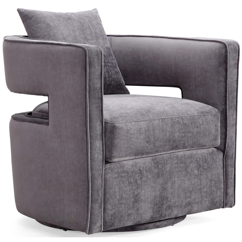 Kenneth Swivel Chair, Grey - Modern Furniture - Accent Chairs - High Fashion Home